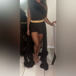 Black Romper with overskirt